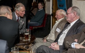 HRH chats to Maurice Parker at the White Horse at Upton